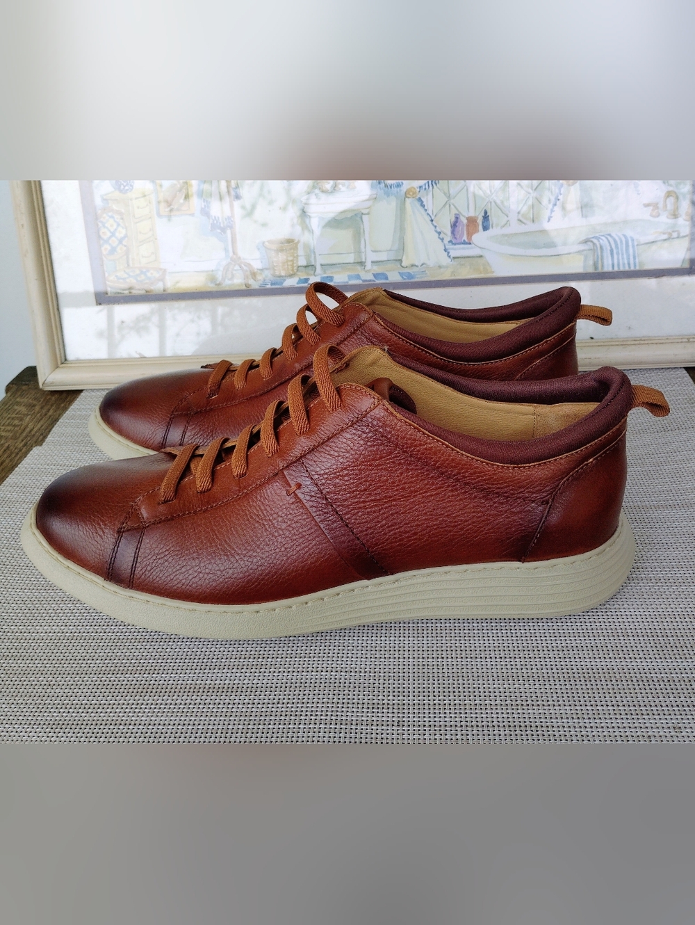Samuel Hubbard "FeatherLight Flight" Cognac Leather Slip-On Shoes. Size 10M